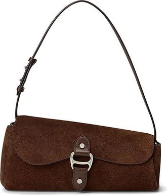 Lauren Ralph Lauren Suede Leather Medium Tasha East-west Shoulder Bag Shoulder Womens Handbags Dark Hickory, Leather/Polyester