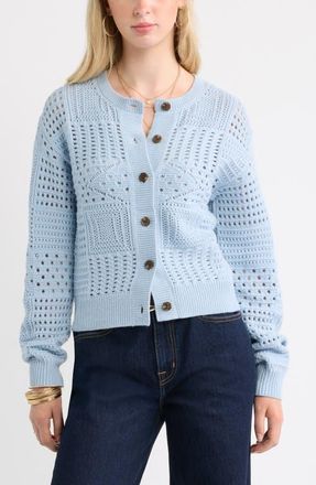 Treasure & Bond Patchwork Pointelle Cardigan in Blue Fog at Nordstrom, Size Xx-Large