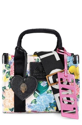 Kurt Geiger Extra Small Southbank Floral Canvas Tote in Charcoal at Nordstrom