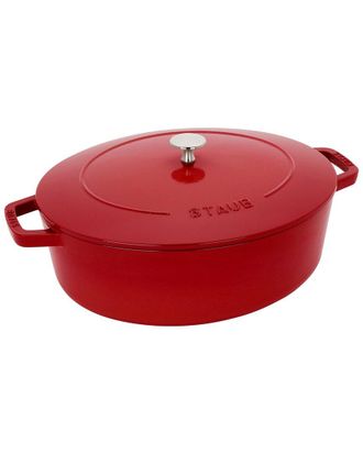 Staub Cast Iron 6.25Qt Cherry Shallow Oval Dutch Oven