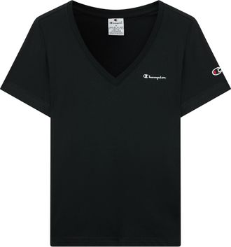 Champion T-Shirt CHAMPION ICONS CONTRAST V-Neck T-Shirt, Damen, Gr. XXL (50/52), nbk, Obermaterial: 100% Baumwolle, Rundhals, Shirts T-Shirt, sportlicher Stil,