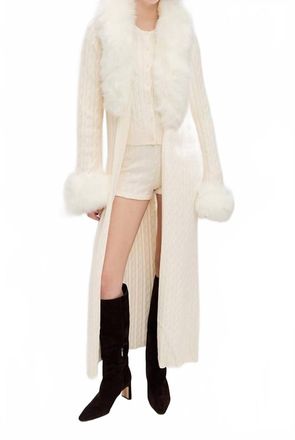 Show me your Mumu Stormi Cable Knit Fur Cardigan In Snow