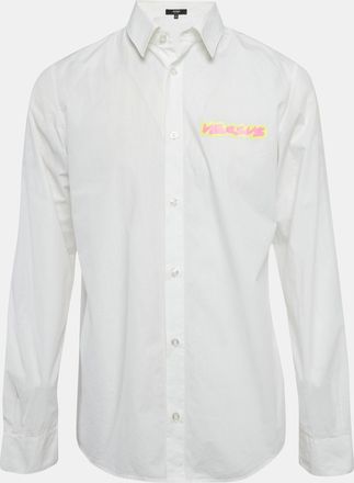 Versace Versus Versace White Cotton Logo Printed Shirt