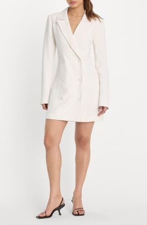 Good American Luxe Suiting Exec Long Sleeve Blazer Minidress in Soft Shell at Nordstrom, Size Medium