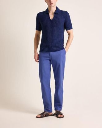 Orlebar Brown Swift Classic Fit Crochet Cotton Polo in Shore Blue at Nordstrom, Size Xx-Large