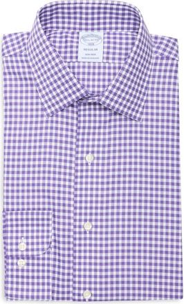 Brooks Brothers Regular Fit Non-Iron Cotton Button-Down Shirt in Purpleging at Nordstrom Rack, Size 16.5 - 32