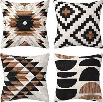 OEM Juego De Fundas De Coj&iacute;n Estilo Bohemio, Negro Y Marr&oacute;n Con Decoraci&oacute;n De Estampado Abstracto, Decoraci&oacute;n Para El Hogar, 45 X 45 Cm