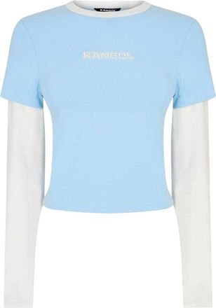 Kangol Dames/Dames Contrast Gestreept Slank Gelaagd Mouw T-shirt (Blauw)