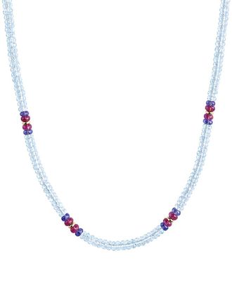 Jewelmak 14K Blue Topaz, Tanzanite Necklace
