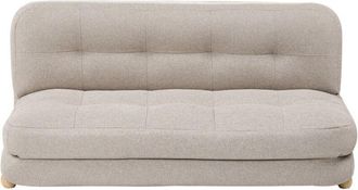 Beliani Sofa Bed Beige Faux Linen Upholstery Wooden Legs 2 Seater Sleeping Function Quilted Living Room Bedroom Guest Room ESBJERG
