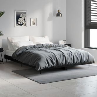 vidaXL Estructura De Cama Madera De Ingenier&iacute;a Negra 140x190 Cm Vidaxl