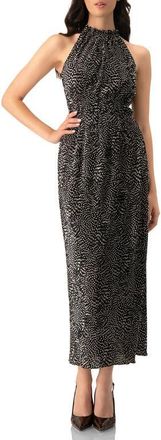 Ivonne Pleated Polka Dot Maxi Dress in Black at Nordstrom, Size Medium