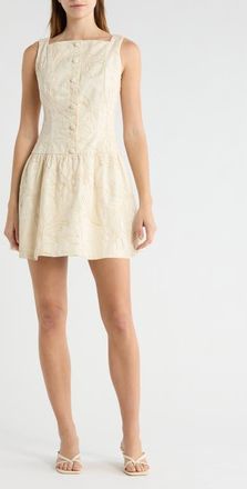 Moon River Floral Embroidery Cotton Dress in Ivory at Nordstrom, Size X-Large