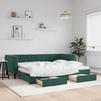 vidaXL Vidaxl - Sof&aacute; Cama Nido Con Cajones Terciopelo Verde Oscuro 80x200 Cm