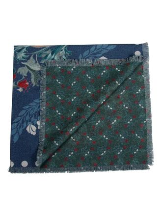 Franco Ferrari Sciarpa a fiori con frange - Blu