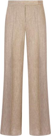 Max Mara Broeken, Dames, Bruin, S, Linnen, Deserto Broek