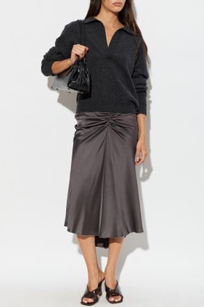 Victoria Beckham Asymmetrical Skirt With Draping, Womens, Grey