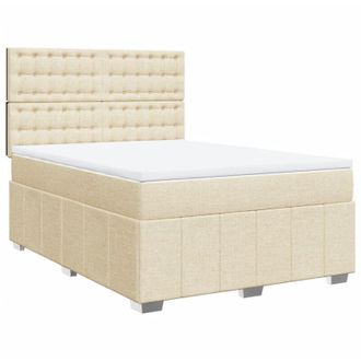 vidaXL Vidaxl - Cama Box Spring Con Colch&oacute;n Tela Color Crema 140x200 Cm