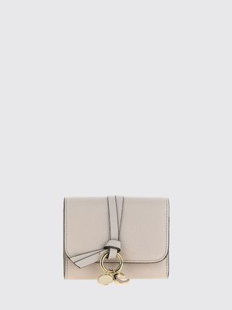 Chlo&eacute; Portafoglio trifold in pelle di vitello nero con charm logato