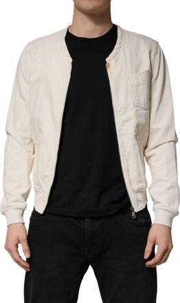Dolce & Gabbana Off White Cotton Full Zip Denim Men Blouson Mens Jacket (Pre-Owned)