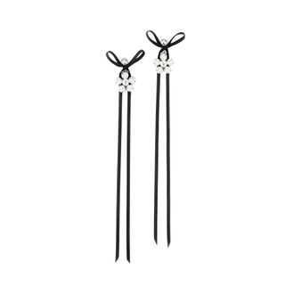 Simone Rocha Crystal Daisy Bow Earrings - female - Simone Rocha - Earrings - Black - ONE SIZE - Accessories