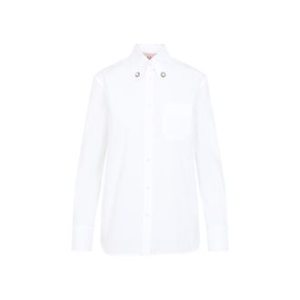 Valentino Womens Cotton Poplin Shirt - White - Size EU 44 (Womens)