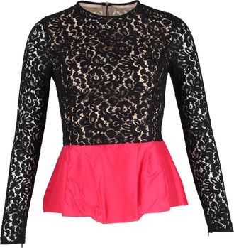 Michael Kors Collection Peplum Top in zwarte viscose kant