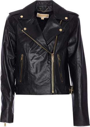 Michael Kors Zwarte Leren Moto Jas - Dames - Leren en Su&egrave;de Jassen - Zwart - M - Jassen