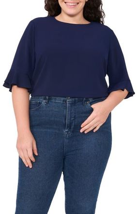 CeCe by Cynthia Steffe Ruffle Cuff Top in Classic Navy at Nordstrom, Size 1X