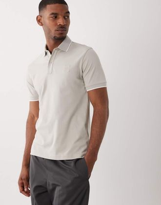 Boss Orange by Hugo Boss Passertip - Polo in piqu&eacute; grigia-Grigio