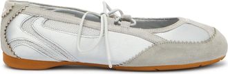 Diesel D-Mile - Lace-up ballerina flats in leather and mesh - Flats - Woman - Grey
