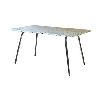 Tikamoon Mesa rectangular de terrazo pr&eacute;mium y metal gris para 4/6 personas