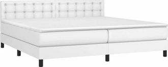 vidaXL Vidaxl - Cama Box Spring Con Colch&oacute;n Cuero Sint&eacute;tico Blanco 200x200 Cm