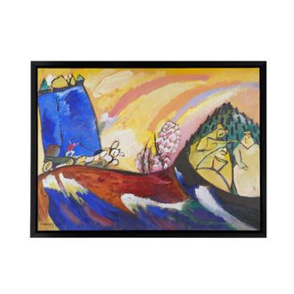 Artery8 Kandinsky Painting with Troika Framed Canvas Abstract Wall Art Print | Size: W24 x H32