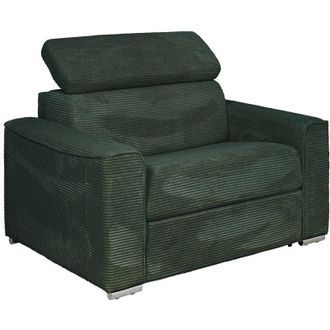 Vente-Unique Poltrona letto a ribalta Posto letto 70 cm Materasso 14 cm in Velluto a coste Verde - VIZIR