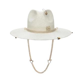Ruslan Baginskiy Gevlochten strooien fedora hoed - Dames - Accessoires - Beige - Maat: M