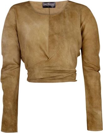 Cortana Glinster- zijden habotai top brons geverfd - Dames - Blouses - Bruin - S - Overhemden