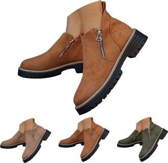 Generic Womens Round Toe Ankle Boots - Ankle Boots Women Chunky Heel - Lace Up Walking Shoes Solid Color Simple Shoe Winter Warm Boot Slip On Booties Platform