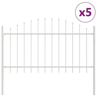 Berkfield Home Fence Panel with Spike Arch Set of 5 White Powder-Coated Steel