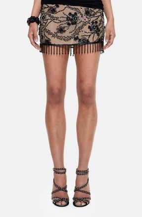 Jaded London Ellora Embellished Miniskirt in Beige at Nordstrom, Size 10