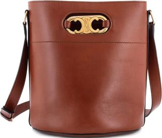 Celine Maillon Triomphe Leather Medium bucket bag - Bruin