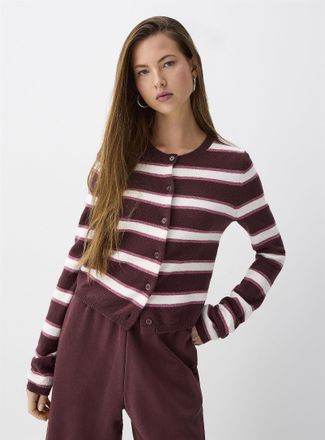 Twik Womens Multi-striped Cardigan Sweater