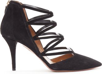 Aquazzura Electric suede criss cross strappy booties pump