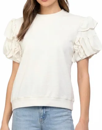 Fate Ruffle Sleeve Top In White