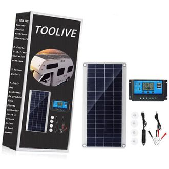 OEM Kit De Panel Solar De 25 W Y 12 V Con Controlador De Carga De 20 A, Ideal Para Autocaravanas, Yates, Jardines E Iluminaci&oacute;n Exterior. -crezuo