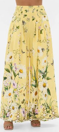 Camilla Corset Waist Wide Leg Pant In Daisy Chains