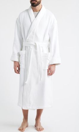 Majestic International Aberdeen Waffle Knit Robe in White at Nordstrom
