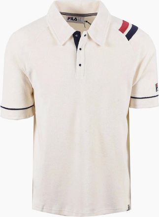 Fila Mens FILA MASSIMO TERRY POLO GARDENIA/GARNET/FILA NAVY - White - Size: 44