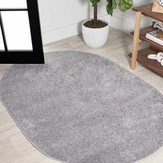 Jonathan Y Designs Haze Solid Low-Pile Oval Area Rug in Charcoal/gray at Nordstrom, Size 5Ft 0In X 8Ft 0In