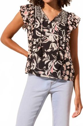 Tribal Mixed Print Notch Neck Blouse In Multi